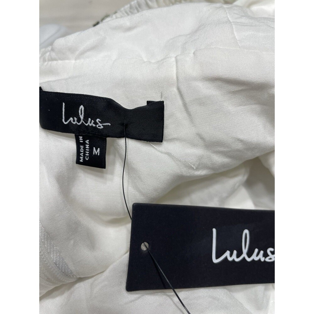 Lulus White Embroidered Flutter Sleeve Mini Dress NWT Size M Medium - Picture 7 of 8